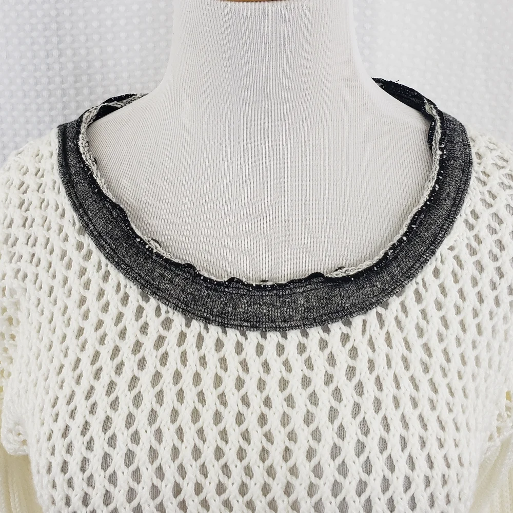 Soft Surroundings Sweater Boulevard Open Knit Sweater Ivory size Small Beachy
